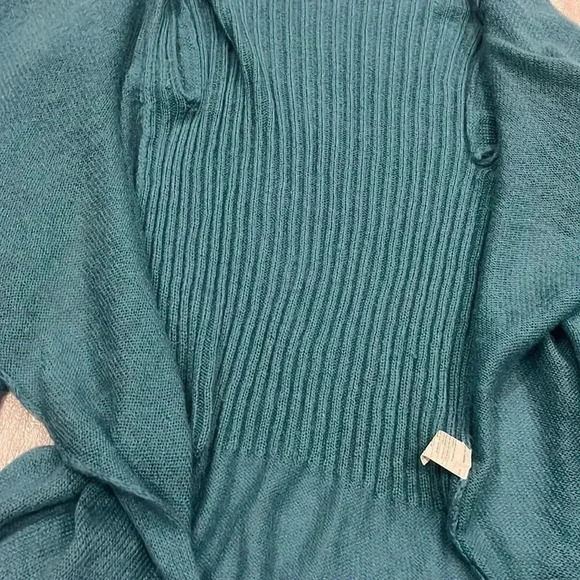 [M]Stile  Benetton Turquoise Wool Blend Knit Waterfall front Open Cardigan - Picture 5 of 6